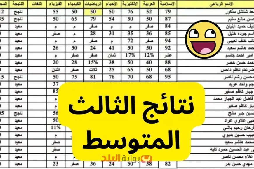 نتائج الثالث المتوسط 2025 الدور الأول بالرقم الامتحاني  موقع نتائجنا الرسمي www.nataegna.net