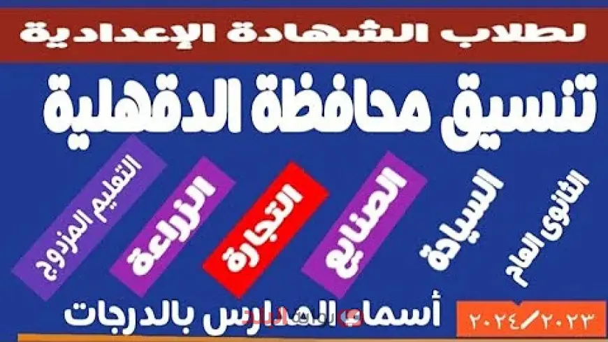 تنسيق الثانوية العامة محافظة الدقهلية 2025 بعد نتيجة الشهادة الإعدادية ونسبة النجاح الرسمية