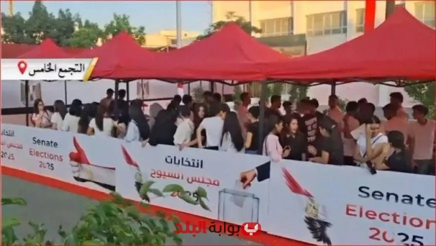 توافد حاشد للمواطنين أمام مقار اللجان الانتخابية في التجمع الخامس لمجلس الشيوخ 2025 فيديو