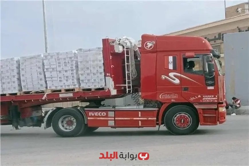 عبور 21 شاحنة إغاثة إماراتية عبر ميناء رفح إلى معبر كرم أبو سالم لبدء إدخالها إلى غزة