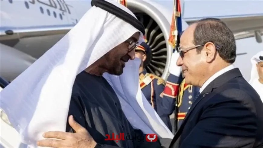 الرئيس السيسي يرافق الشيخ محمد بن زايد في وداعه بمطار العلمين الدولي