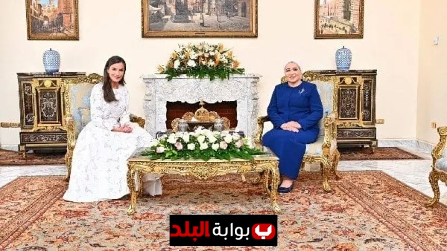 السيدة انتصار السيسي تعبر عن فرحتها بلقاء ملكة إسبانيا في القاهرة