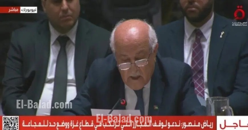 رياض منصور يحذر مجلس الأمن: الاعتراف بفلسطين حق أساسي ولابد من إنهاء مجازر غزة الآن