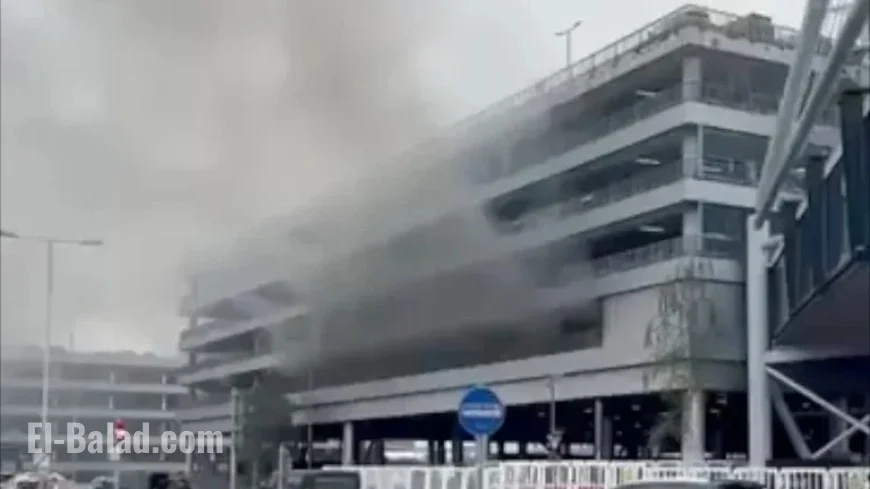Heathrow Airport Car Park Fire Caught on Video