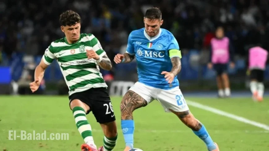 Napoli Leads 1-0: Politano’s Shot Misses Against Sporting